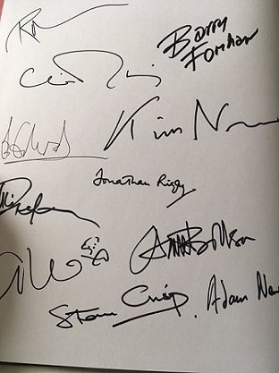 Contributor signatures from The Art of Horror Movies, edited by Stephen Jones