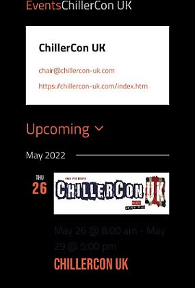 Screenshot: ChillerCon UK - 26-29 May 2022