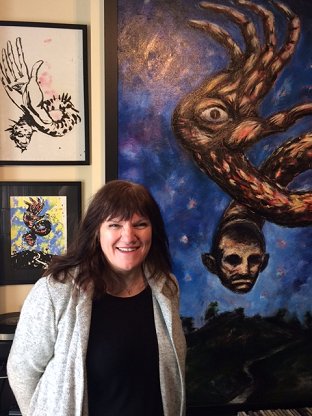Marie ORegan with original Clive Barker artwork