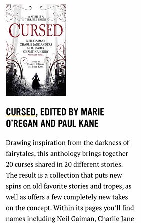 Book Riot entry for Cursed, edited by Marie O'Regan and Paul Kane
