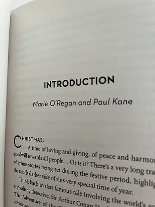 photograph of the first page of Marie and Paul's introduction to Death Comes at Christmas, edited by Marie O'Regan and Paul Kane