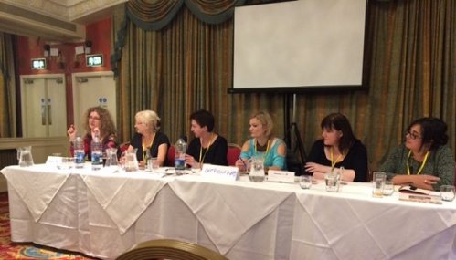 'Girls Just Wanna Have Fun' panel at FantasyCon by the Sea. L to R: Maura McHugh, Anne Nichols, Heide Goody, Catriona Ward, Marie O'Regan and Priya Sharma