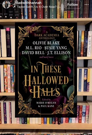 image of In These Hallowed Halls, edited by Marie O'Regan and Paul Kane, superimposed on a photograph of packed bookshelves