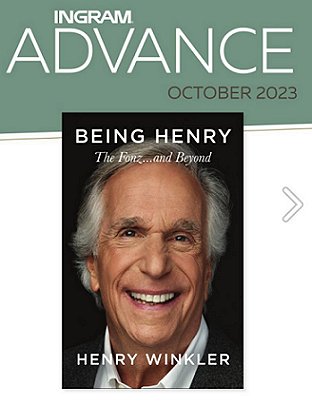 Cover image from Ingram Advance online magazine. Text - October 2023, image is a headshot of Henry Winkler