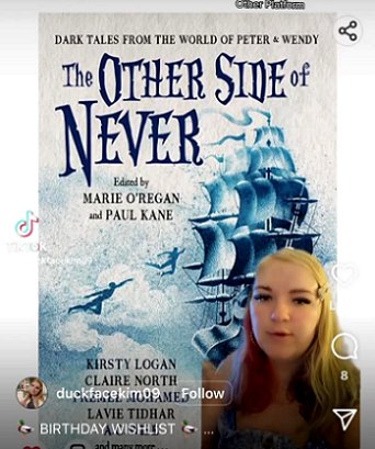 Screenshot of TikTok image of The Other Side of Never, edited by Marie O'Regan and Paul Kane