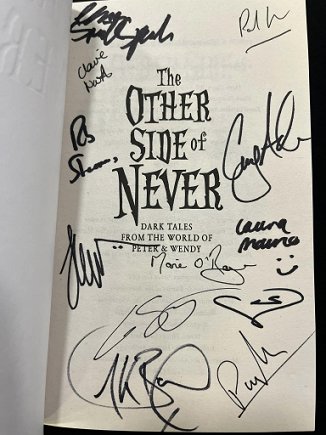 Signed title page of The Other Side of Never, edited by Marie O'Regan and Paul Kane