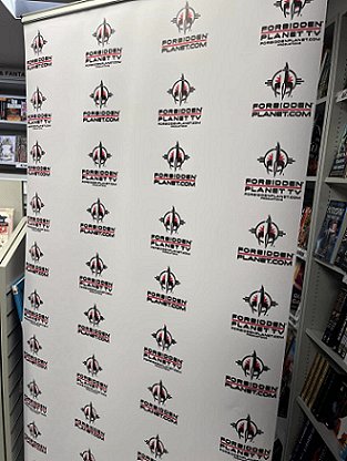 Banner showing a repeated pattern of the Forbidden Planet logo