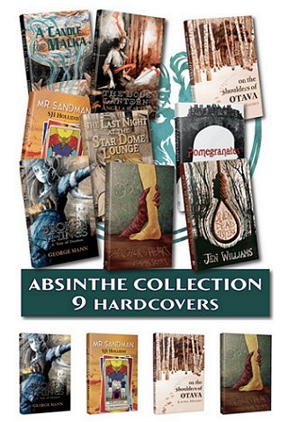 Poster featuring all nine Absinthe Books novellas