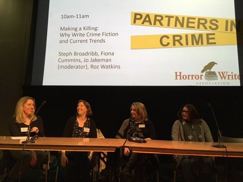 Partners in Crime Event, Making A Killing Panel. L to R: Jo Jakeman, Roz Watkins, Steph Broadribb, Fiona Cummins