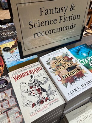 Waterstones Fantasy and Science Fiction recommended reading display - featuring Wonderland, edited by Marie O'Regan and Paul Kane
