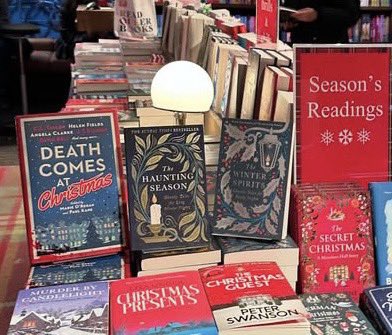 Display in a German bookstore, featuring Death Comes at Christmas, edited by Marie O'Regan and Paul Kane