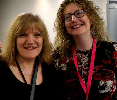 A smiling Marie O'Regan (L) and Maura McHugh (R)